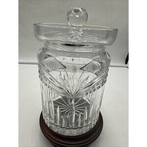 Marquis By Waterford Crystal Lidded Biscuit Jar-Calais Fan Cut Germany